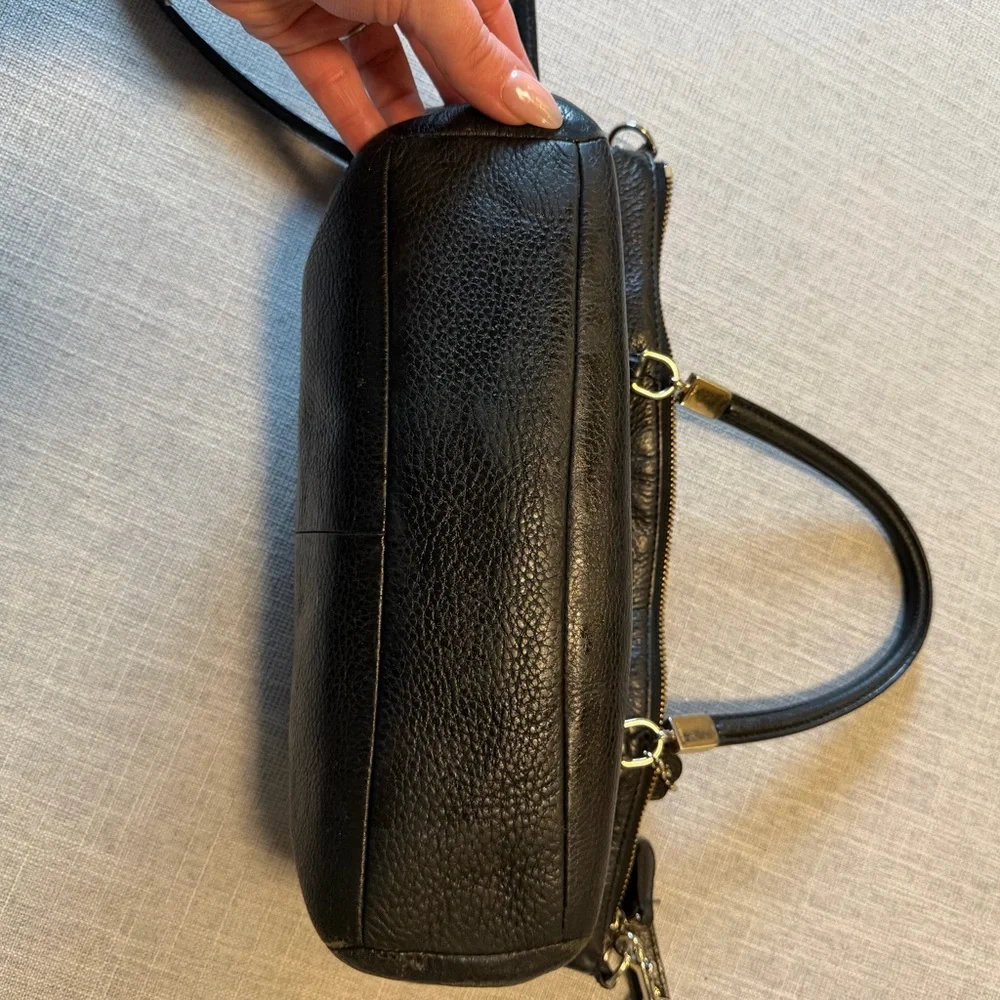 Coach Black Pebbled Leather Satchel Crossbody Bag Zip Top - Picture 3 of 13